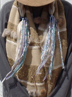 Hand Crafted Hair Tie Swag TAN. or NAVY (1)